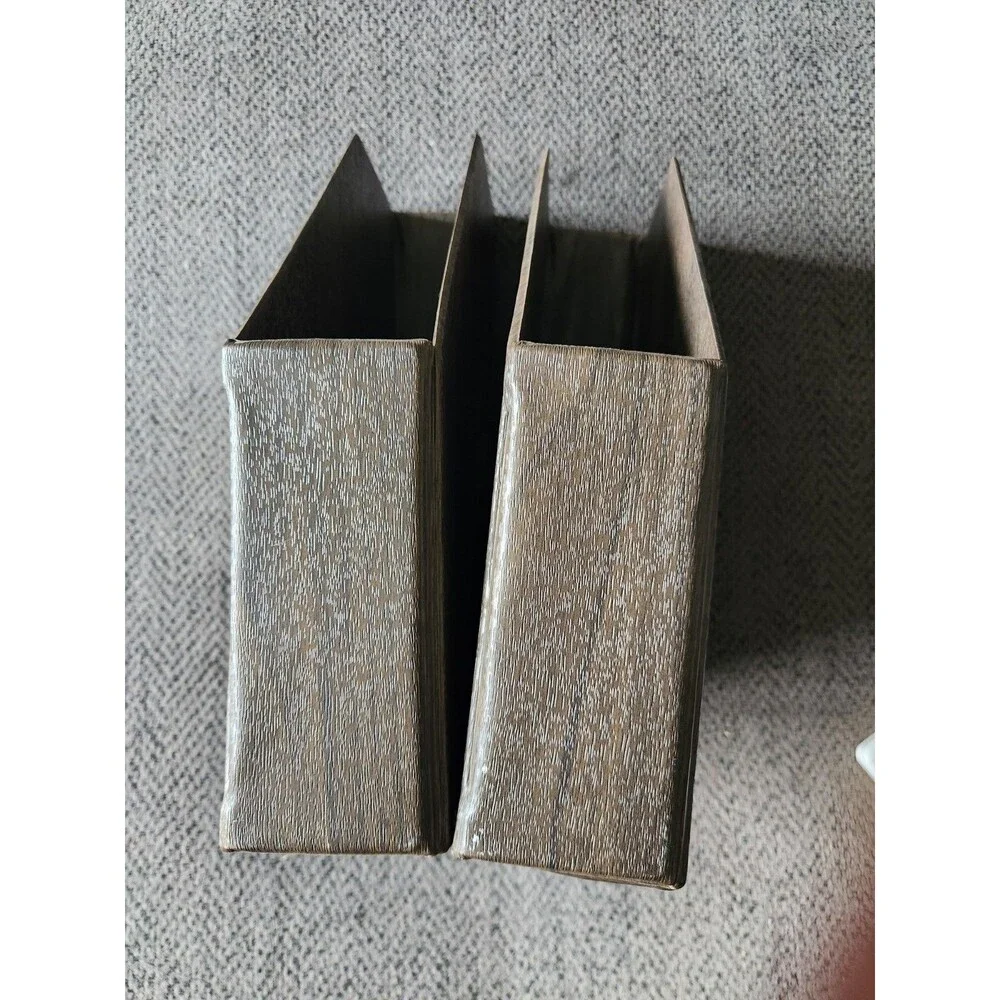 2 Vintage Magazine File Slip Cover Case Holders Letter Size Woodgrain Design
